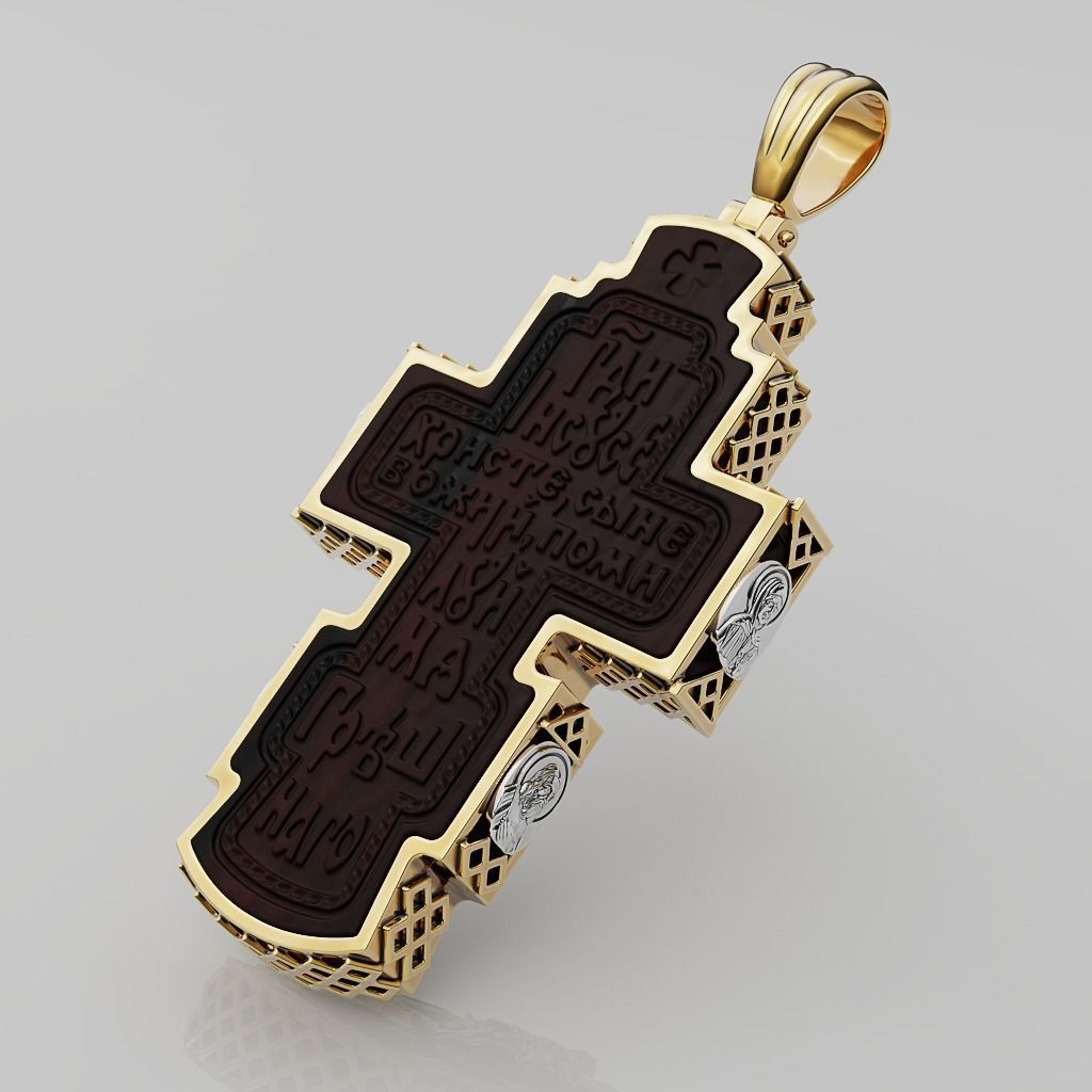 Orthodox cross with wood 2 3D print model_1