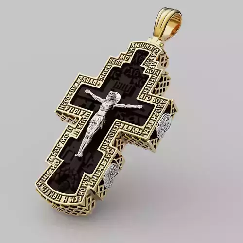 Orthodox cross with wood 2 3D print model