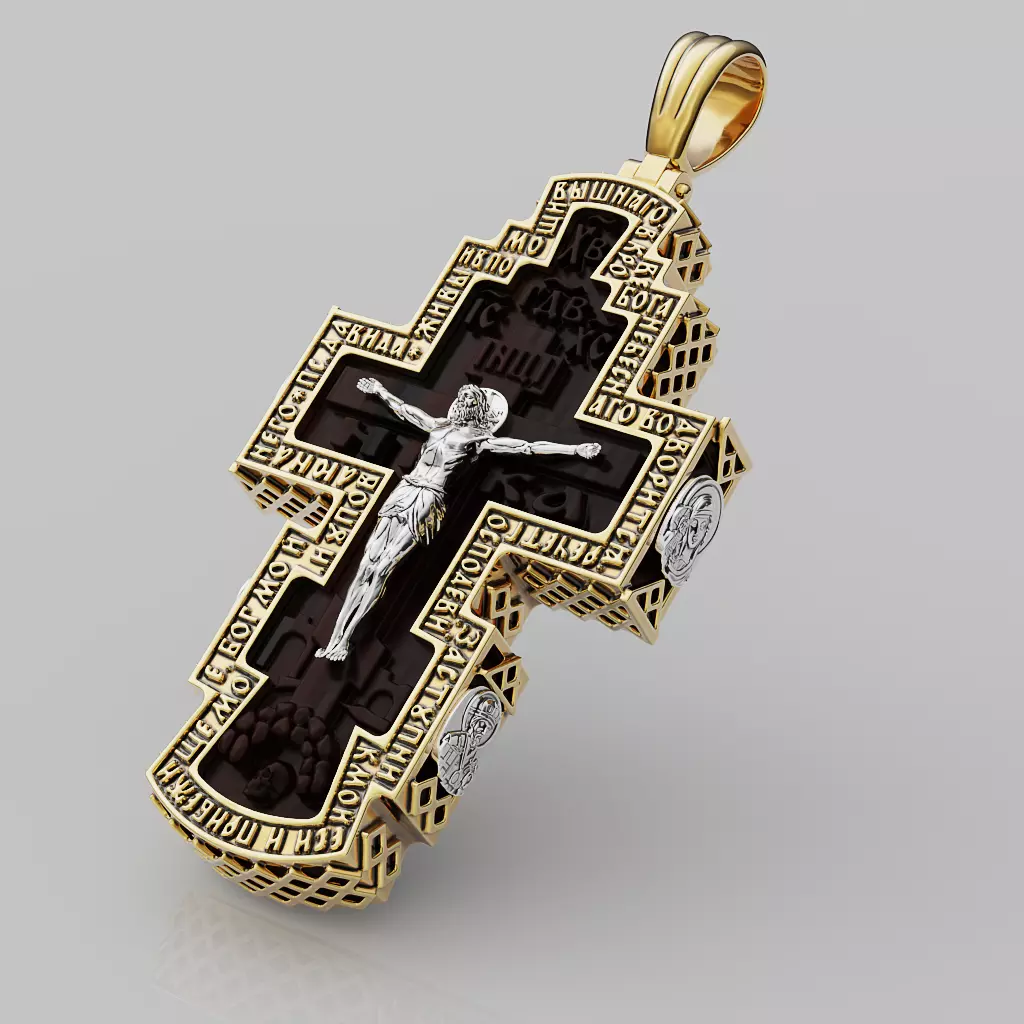 Orthodox cross with wood 2 3D print model_0