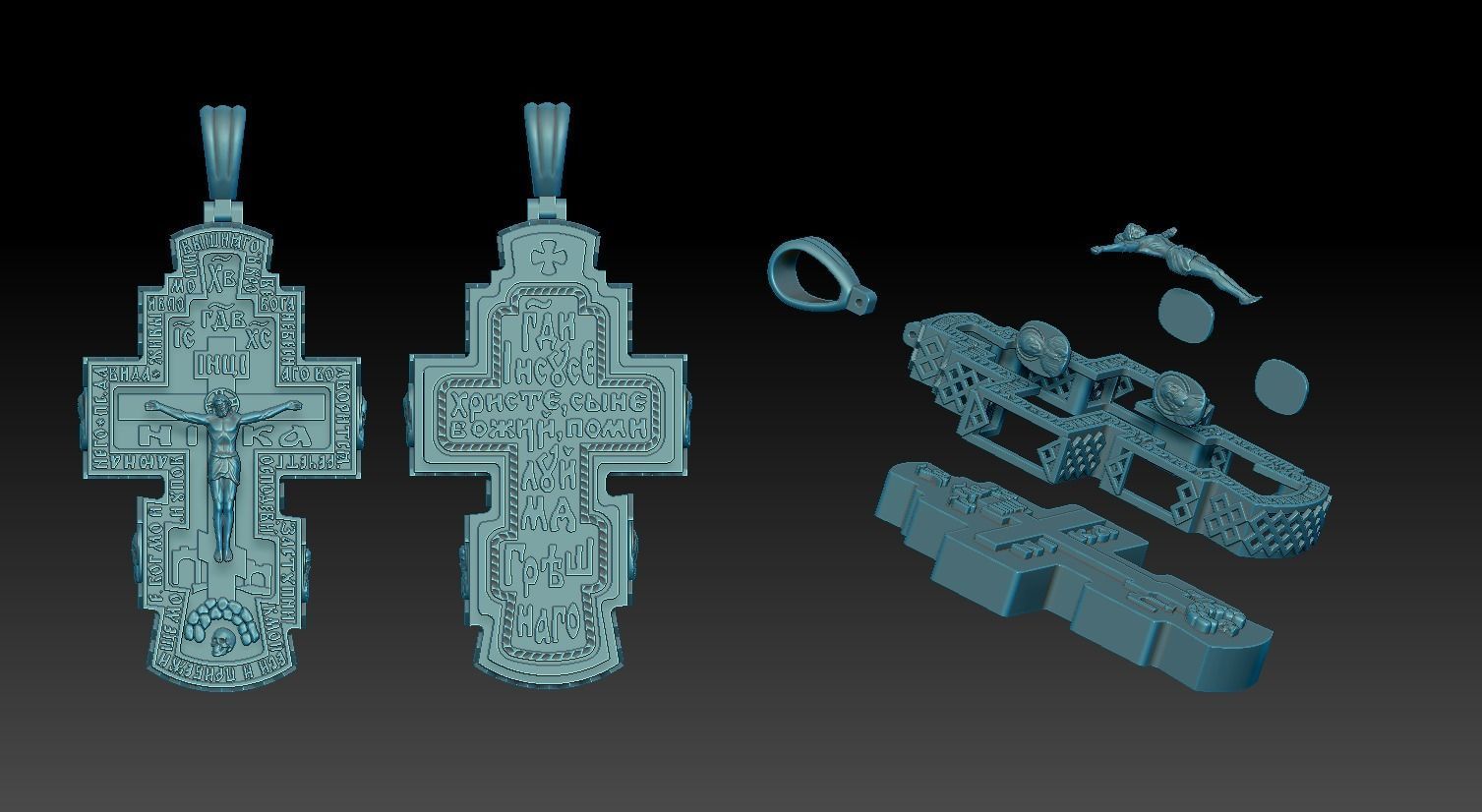 Orthodox cross with wood 2 3D print model_3