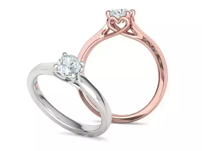 Solitaire Engagement Ring Half Carat Stone Solitaire Ring  3D print model
