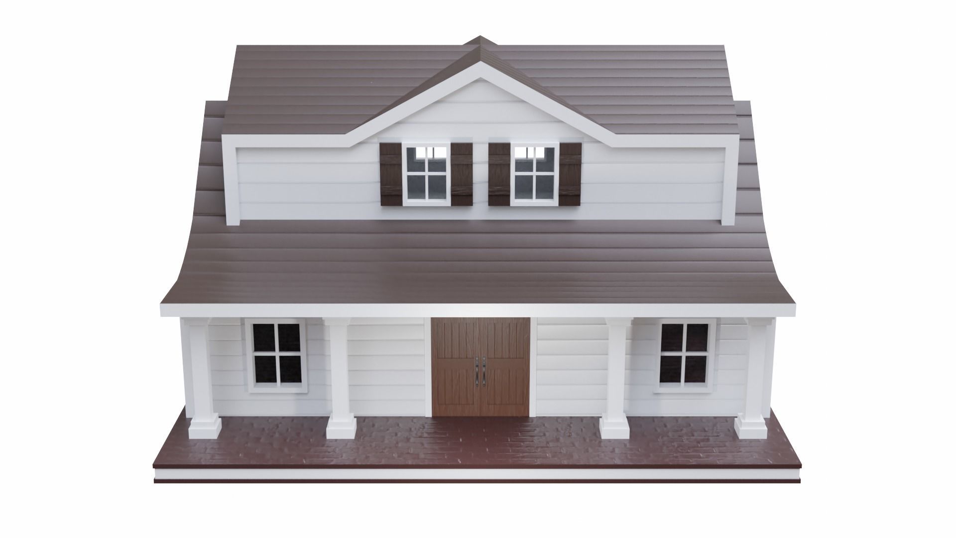 Farmhouse birdhouse - with trim Low-poly 3D model_3