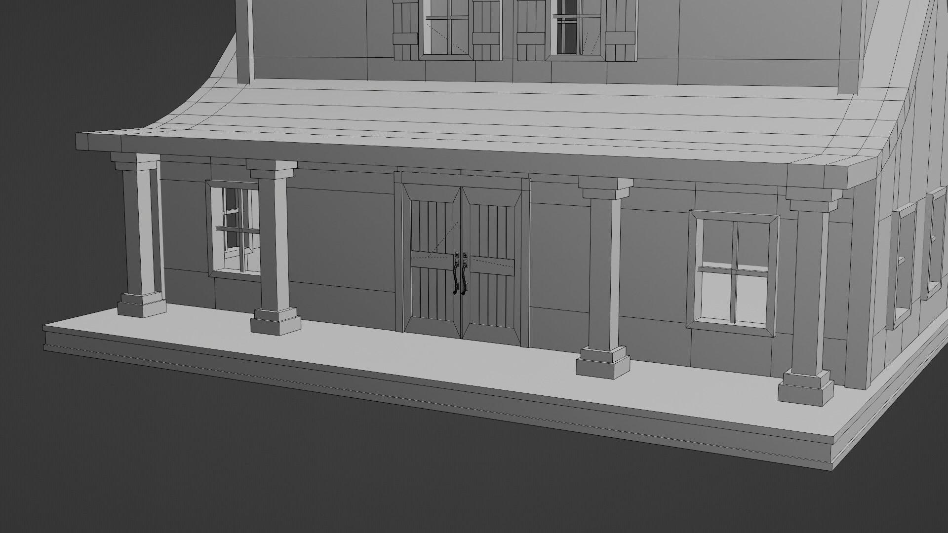 Farmhouse birdhouse - with trim Low-poly 3D model_12