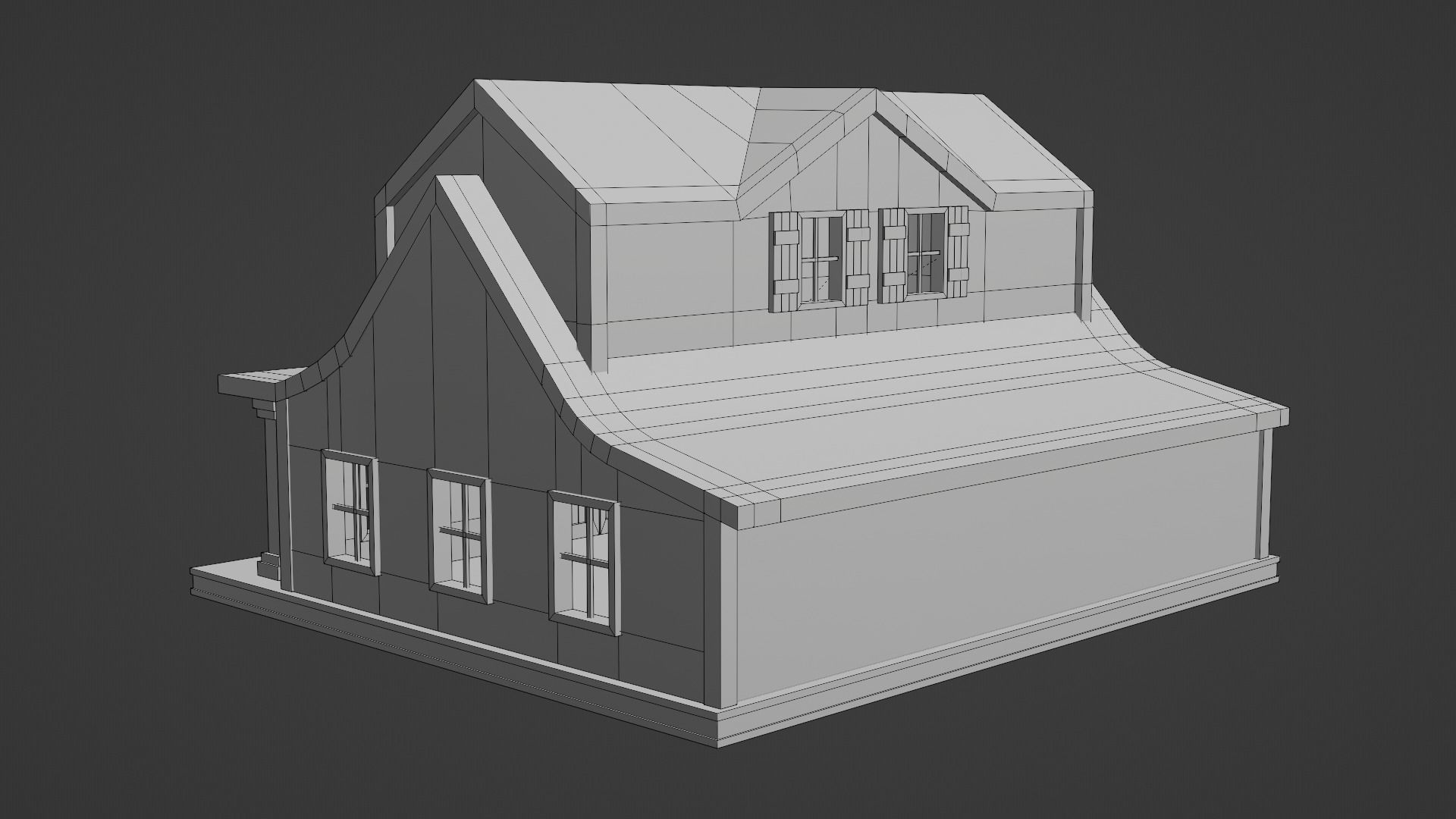 Farmhouse birdhouse - with trim Low-poly 3D model_15