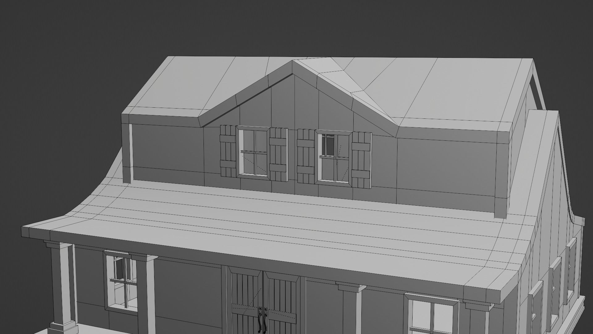 Farmhouse birdhouse - with trim Low-poly 3D model_13