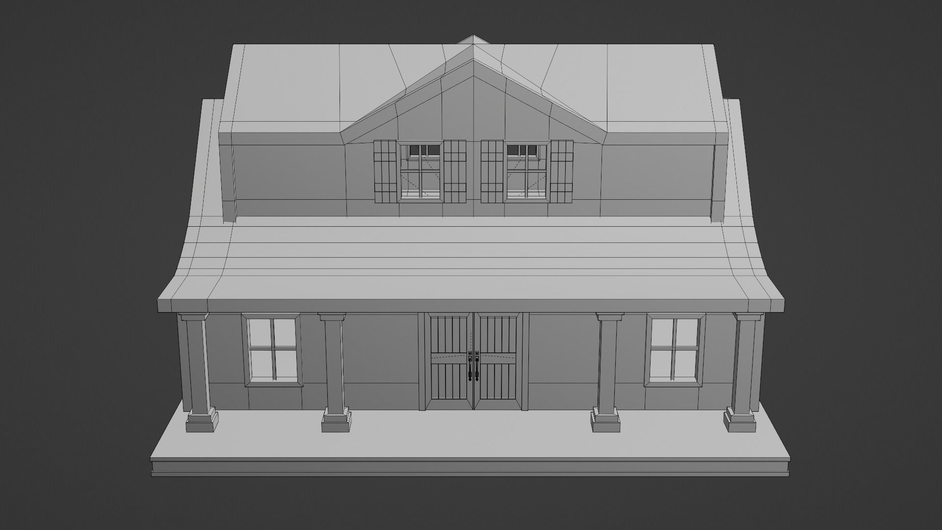 Farmhouse birdhouse - with trim Low-poly 3D model_10