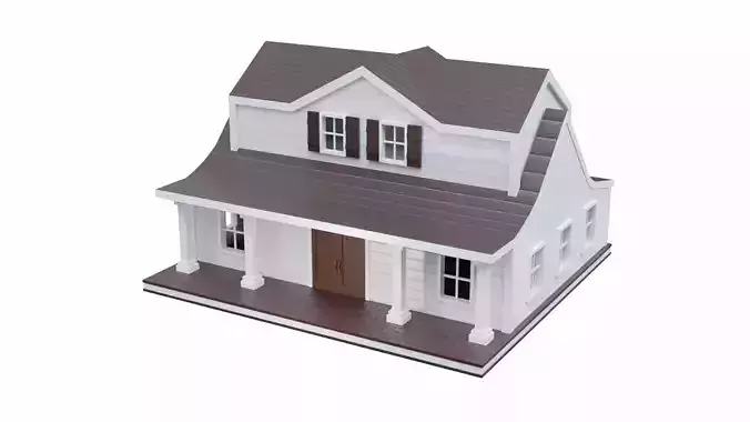 Farmhouse birdhouse - with trim Low-poly 3D model