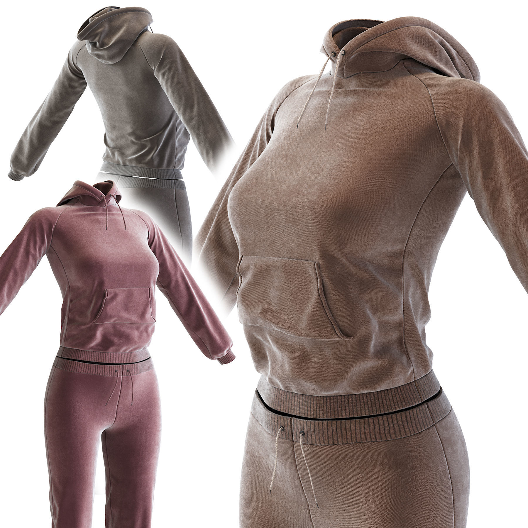 Womens Tracksuit 3D model_3
