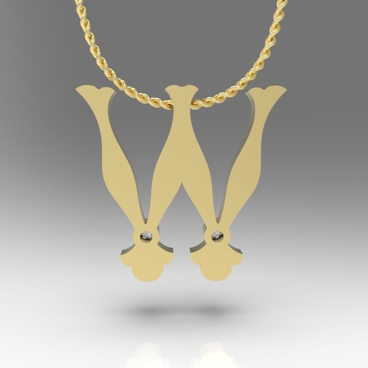 Alphabet Latin W 3D print model_12