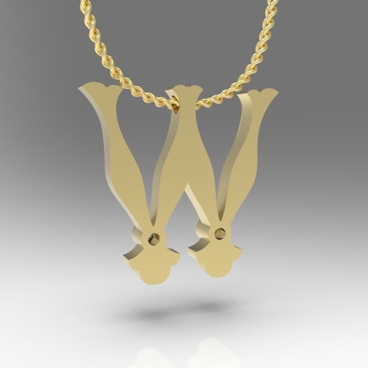 Alphabet Latin W 3D print model_11