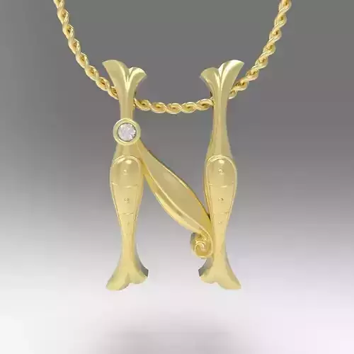 Alphabet Latin N 3D print model