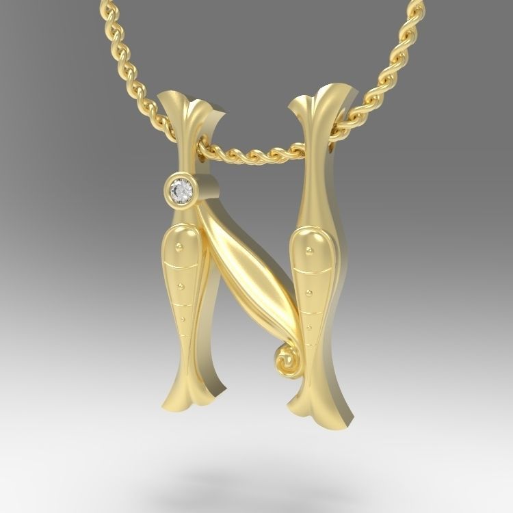 Alphabet Latin N 3D print model_4