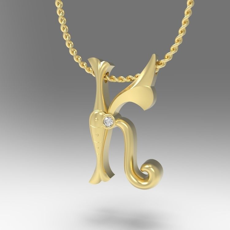 Alphabet Latin K 3D print model_4