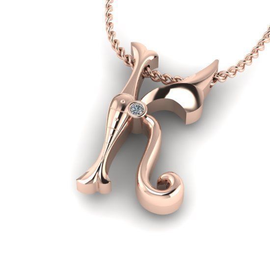 Alphabet Latin K 3D print model_23