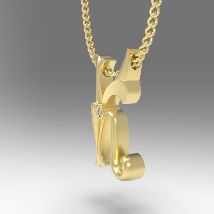 Alphabet Latin K 3D print model_6