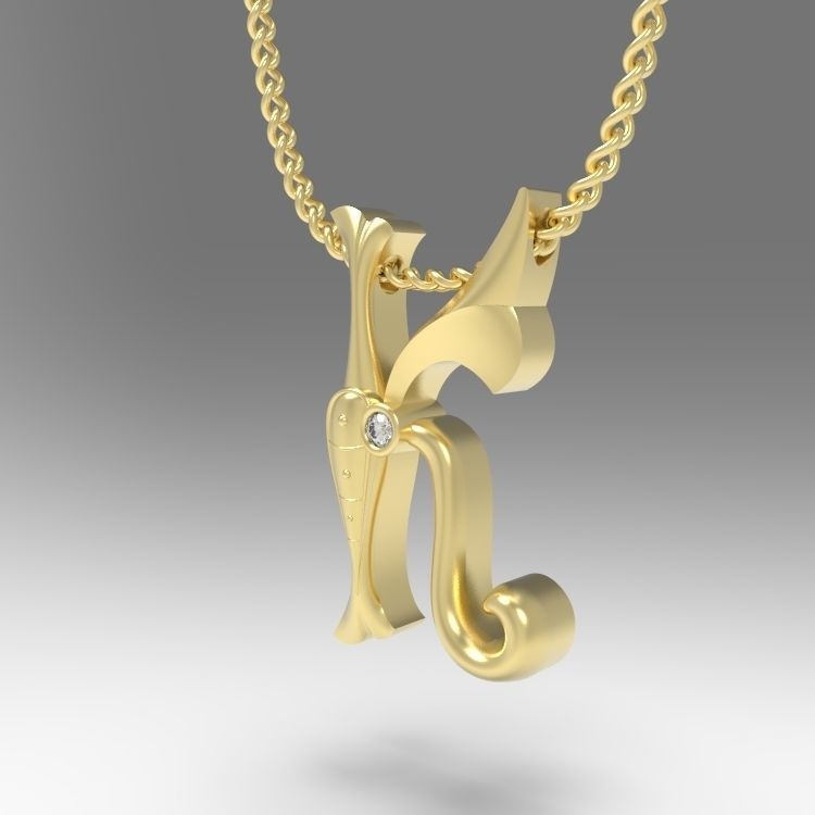 Alphabet Latin K 3D print model_5