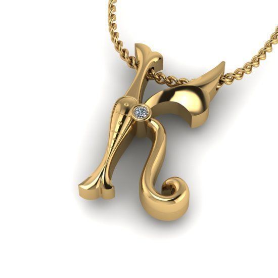 Alphabet Latin K 3D print model_29