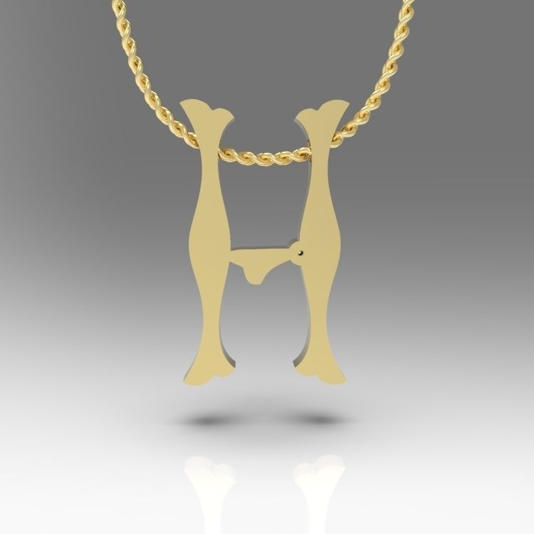 Alphabet Latin H 3D print model_12