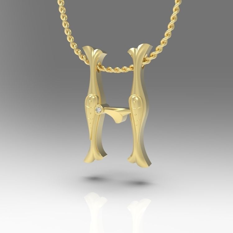 Alphabet Latin H 3D print model_4