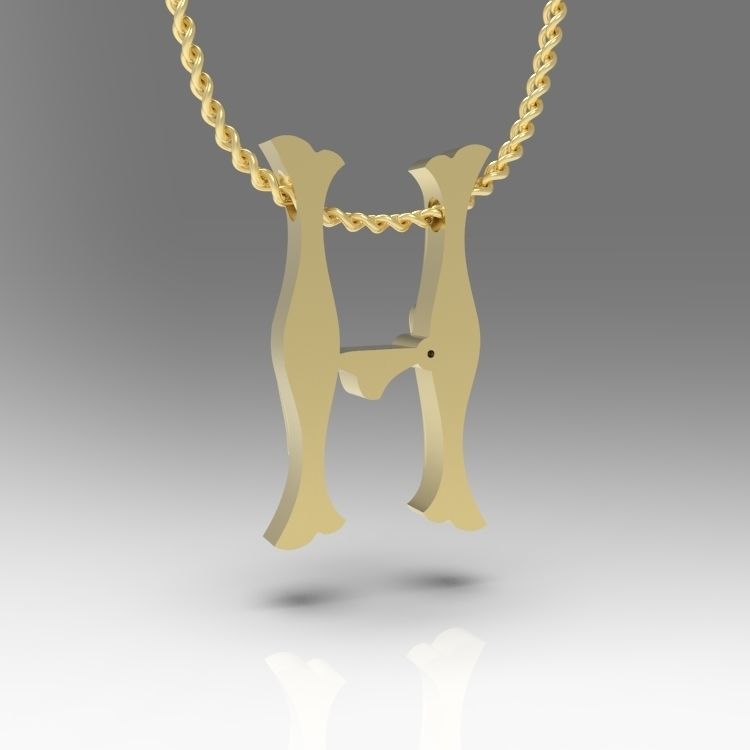 Alphabet Latin H 3D print model_11