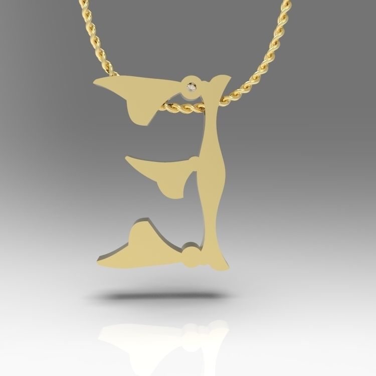 Alphabet Latin E 3D print model_12