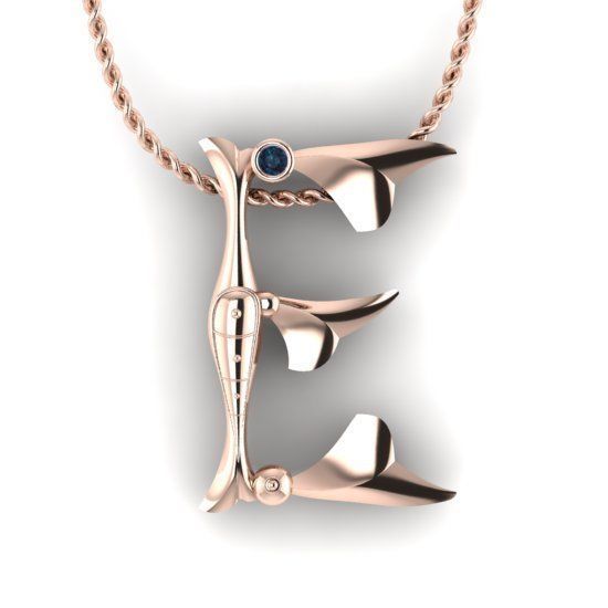 Alphabet Latin E 3D print model_13