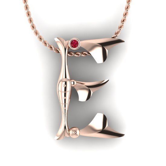 Alphabet Latin E 3D print model_15