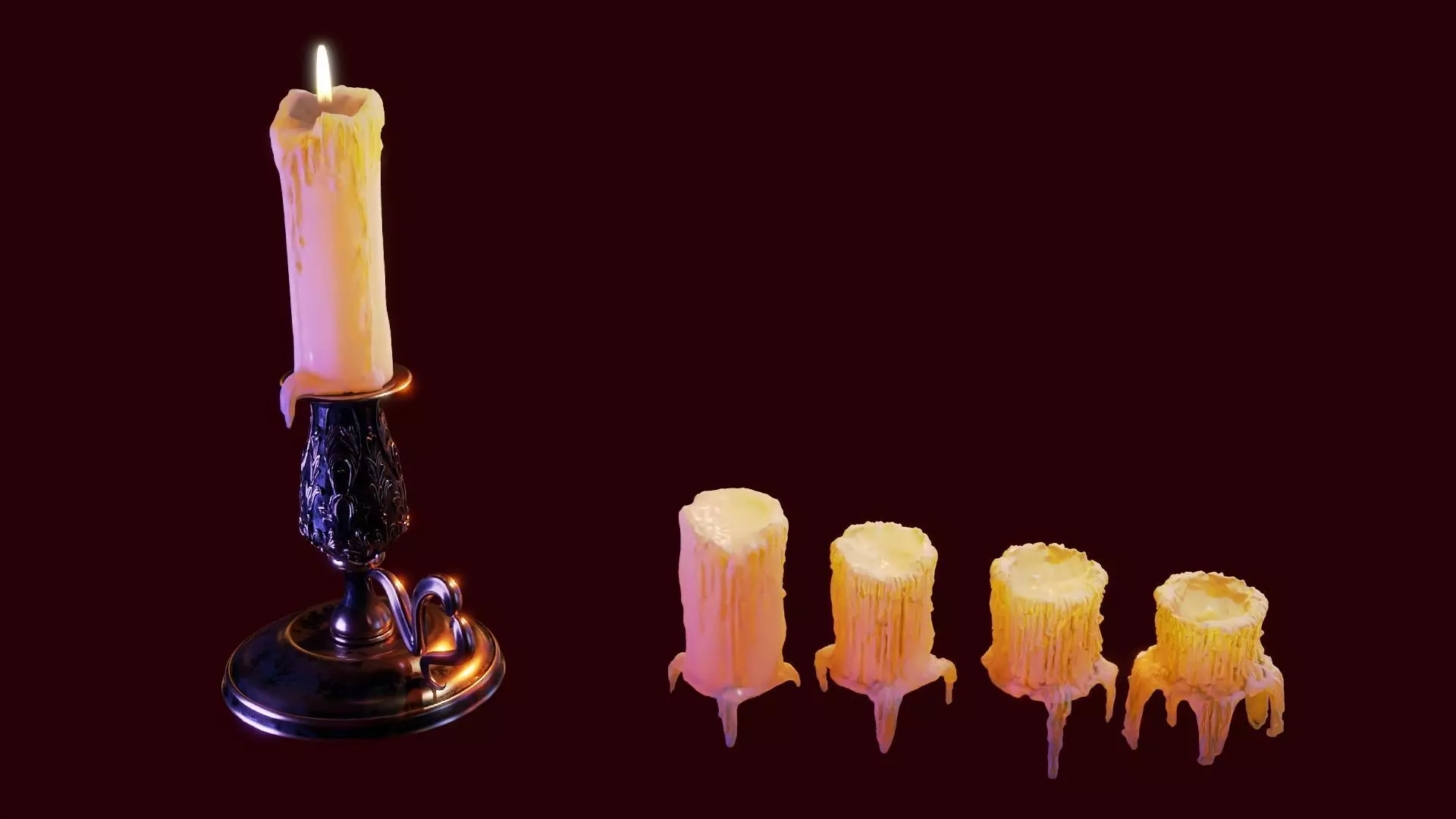 candlestick with candles 3D model