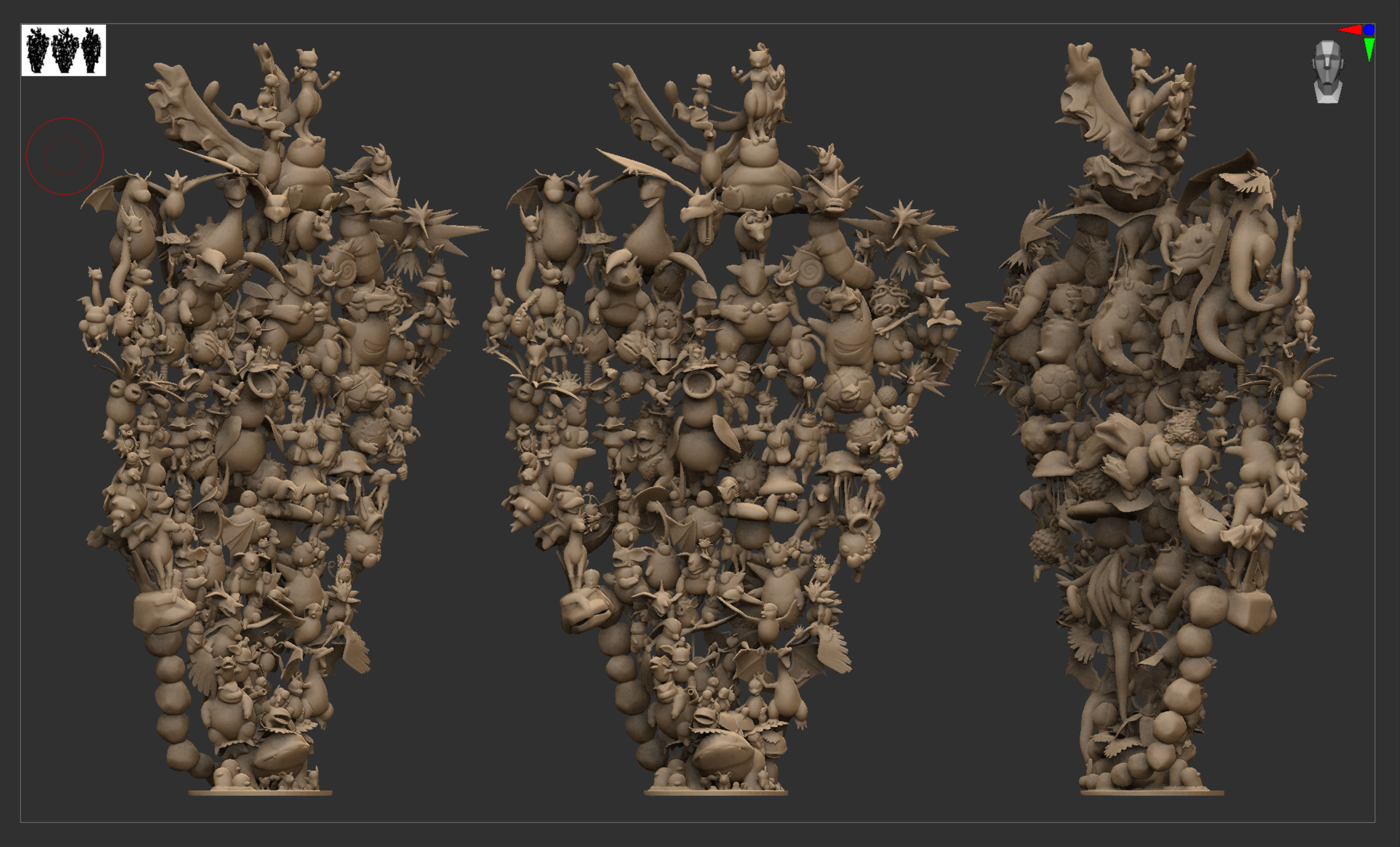 All 151 first generation Kanto Pokemon posed together 3D print model_3