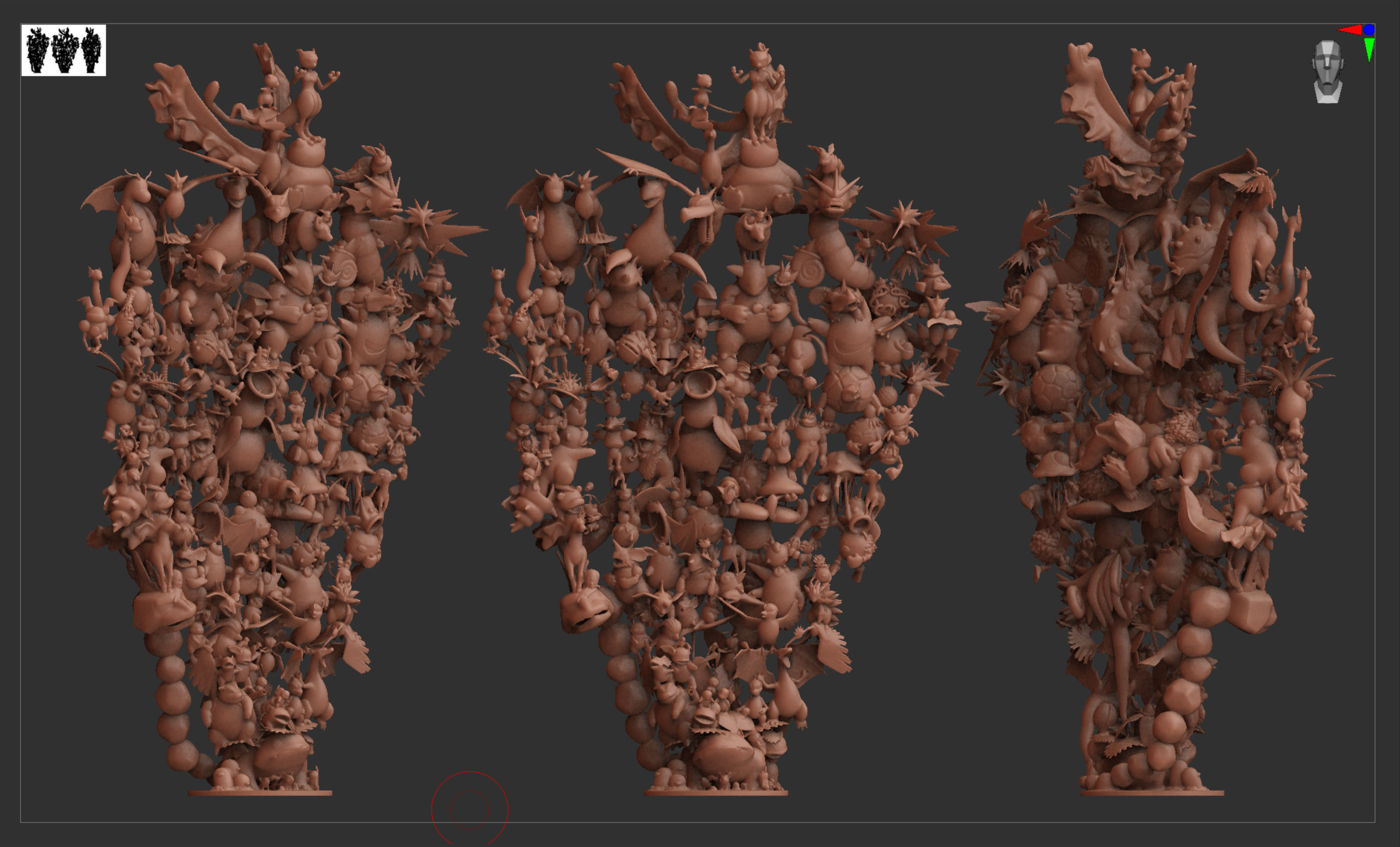 All 151 first generation Kanto Pokemon posed together 3D print model_12