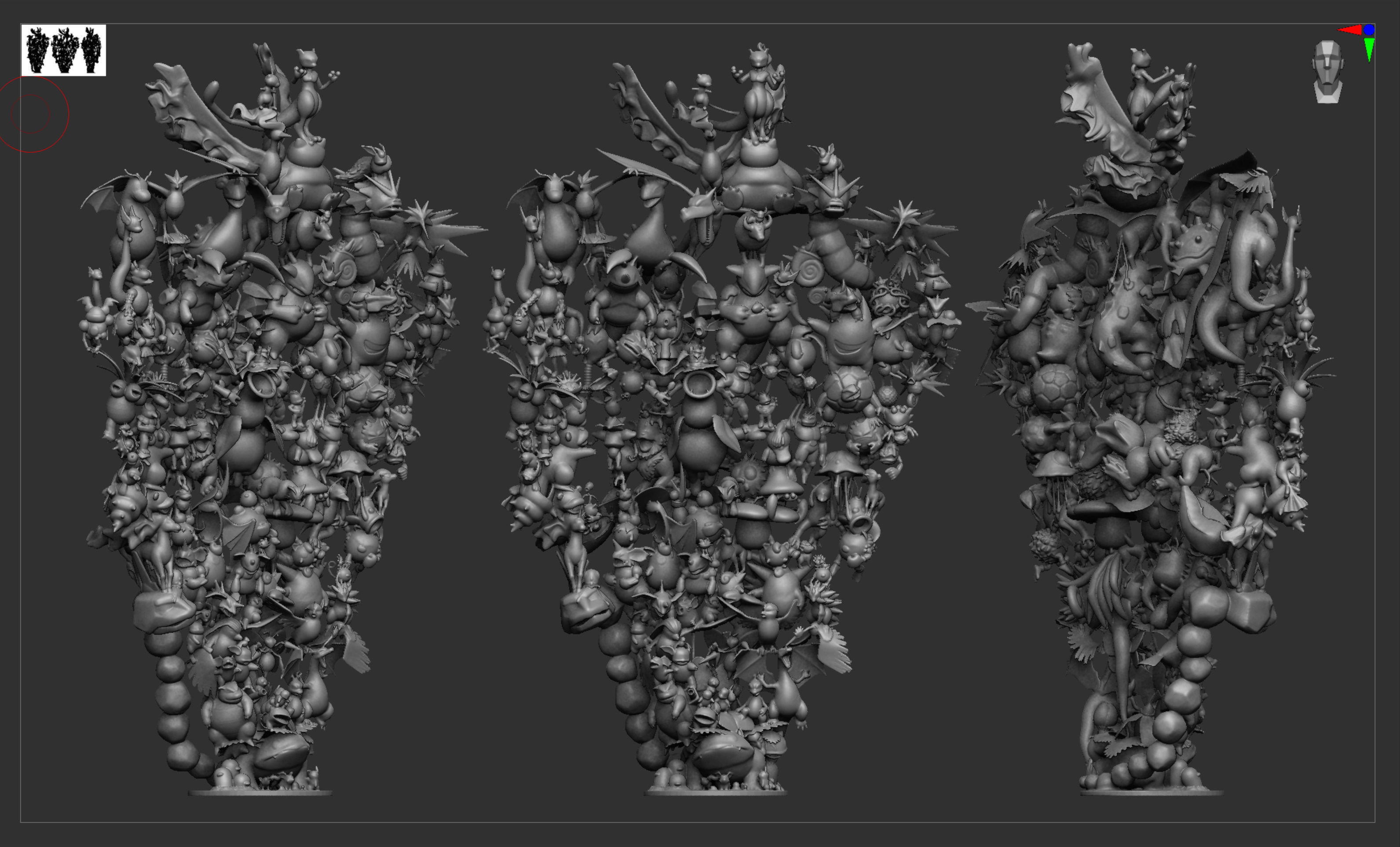 All 151 first generation Kanto Pokemon posed together 3D print model_6