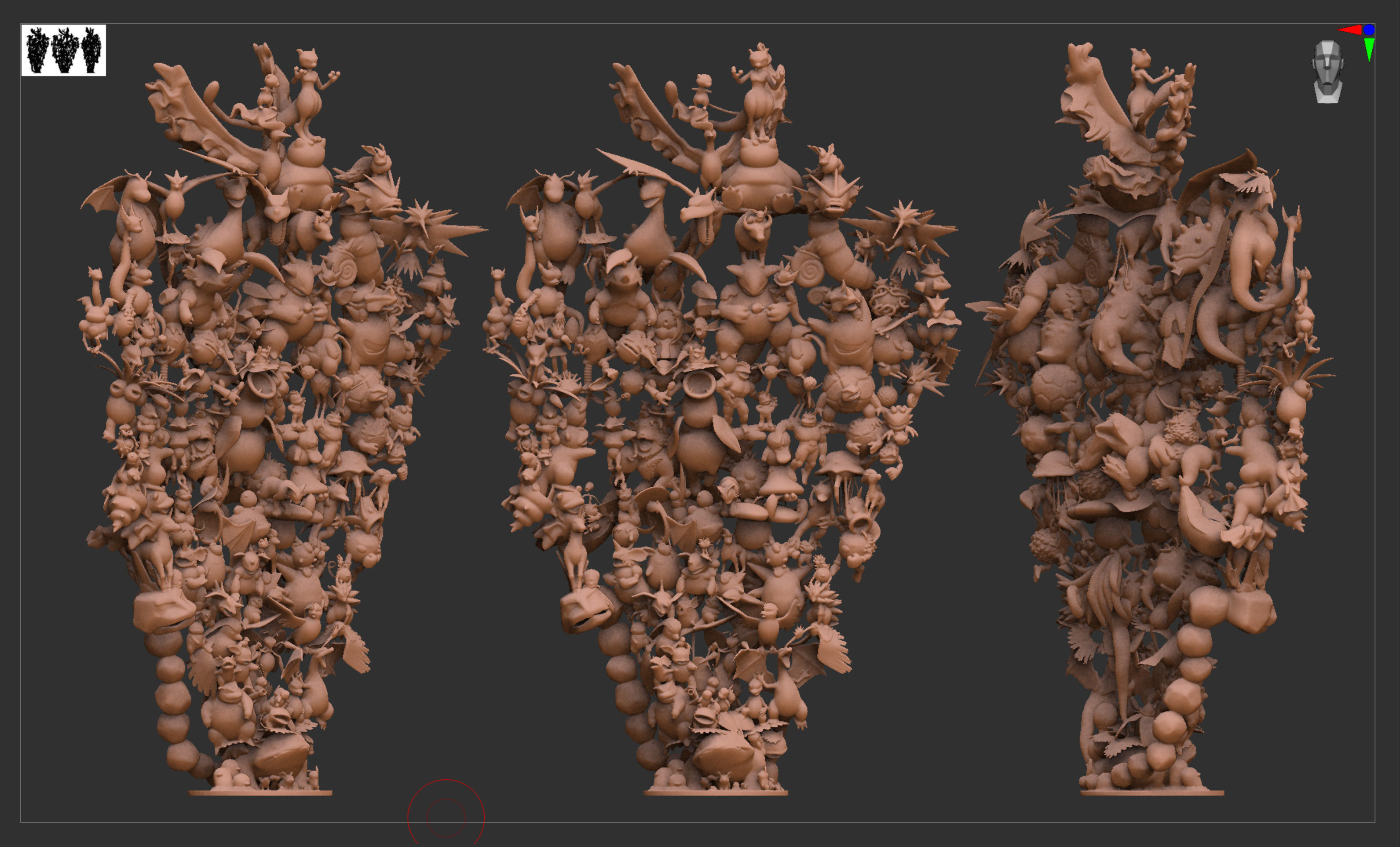 All 151 first generation Kanto Pokemon posed together 3D print model_11