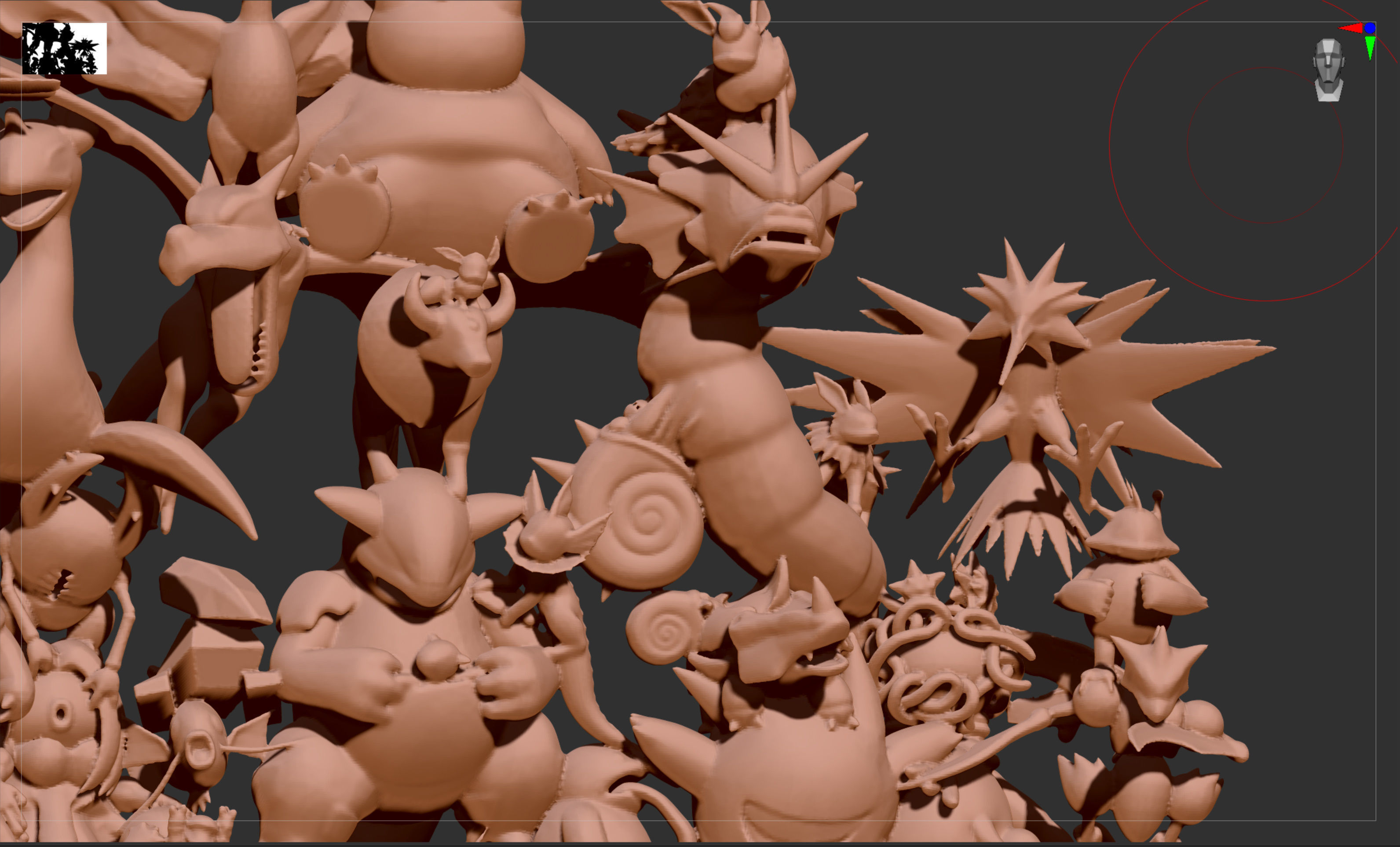All 151 first generation Kanto Pokemon posed together 3D print model_19