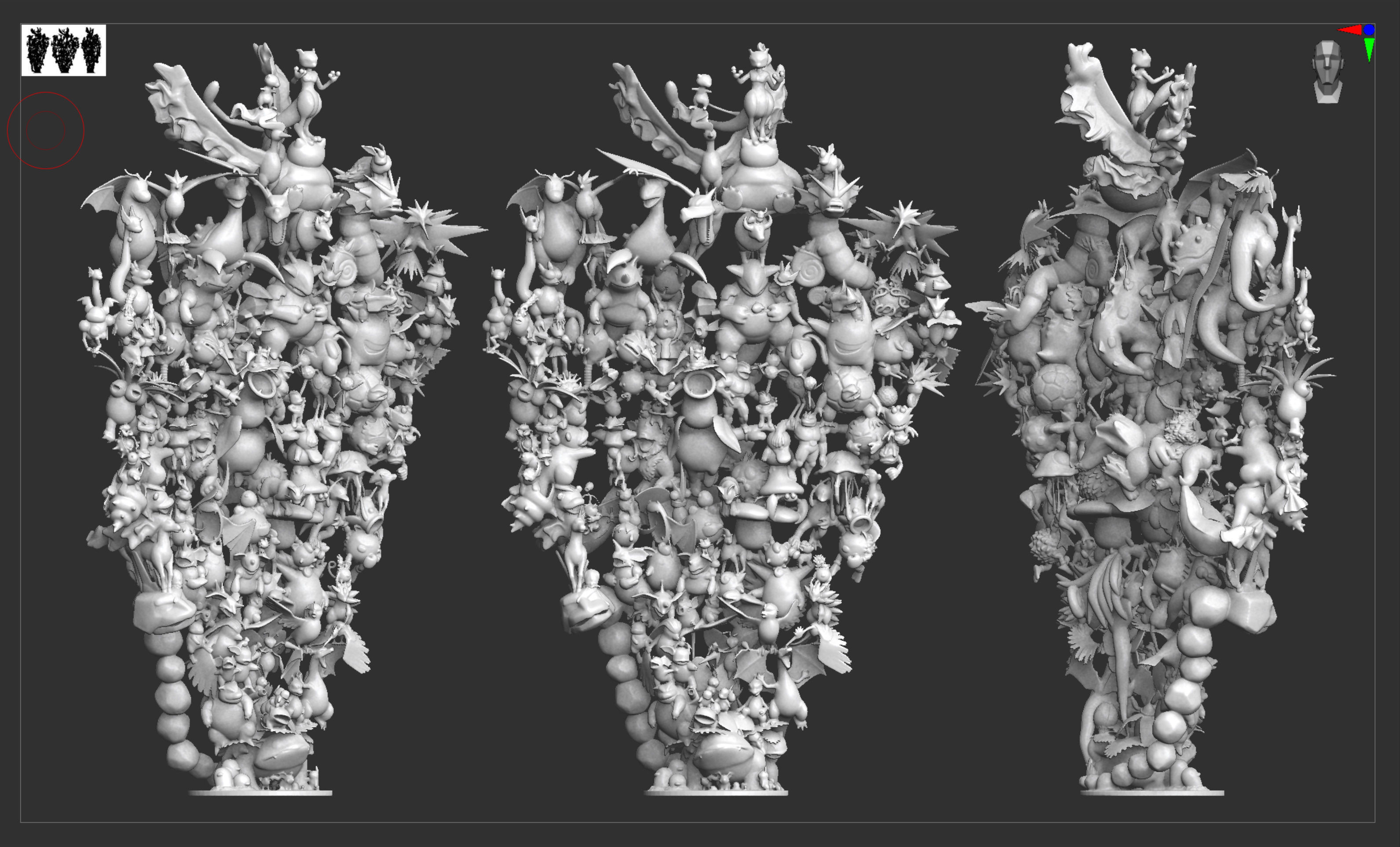 All 151 first generation Kanto Pokemon posed together 3D print model_7