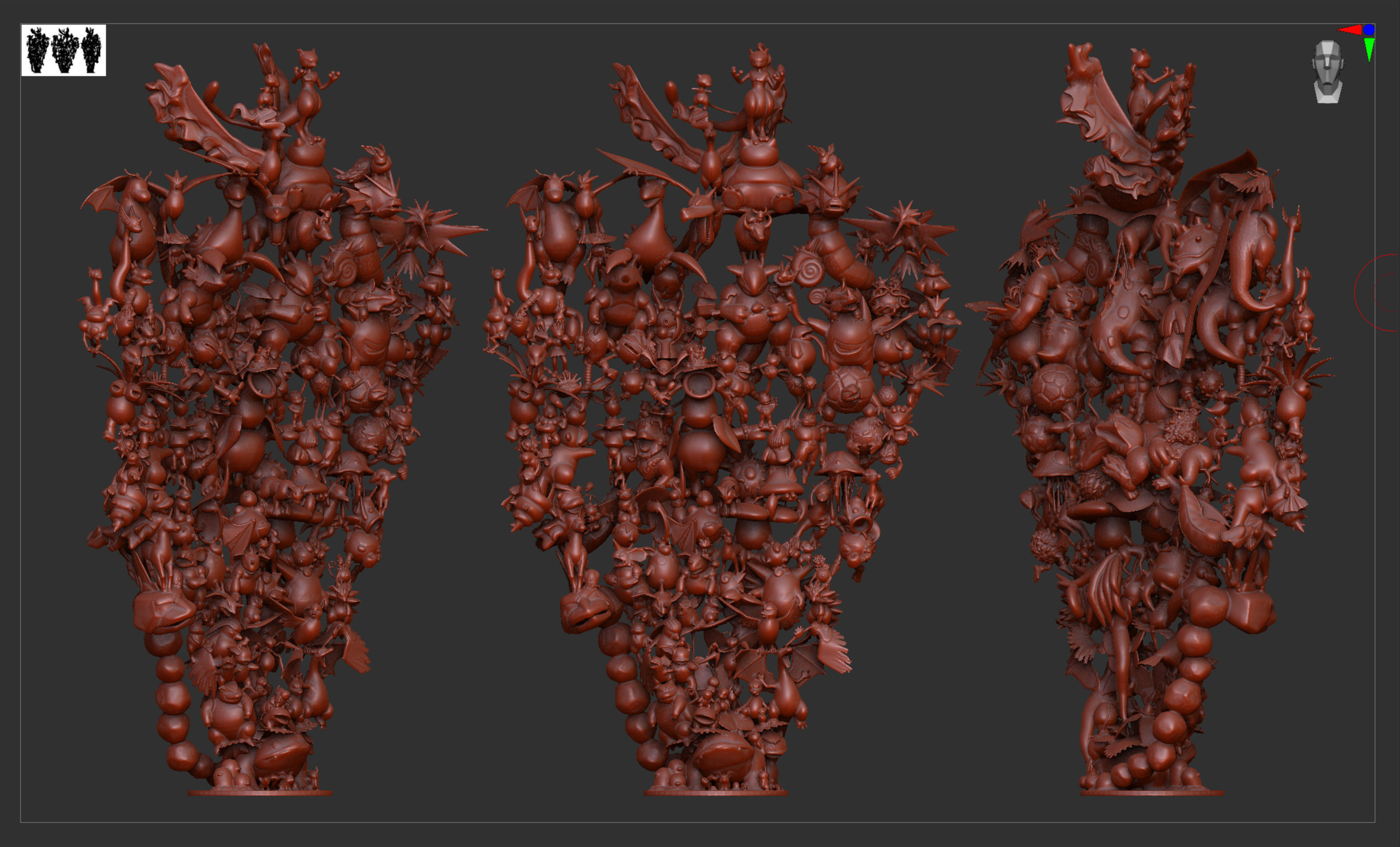 All 151 first generation Kanto Pokemon posed together 3D print model_5