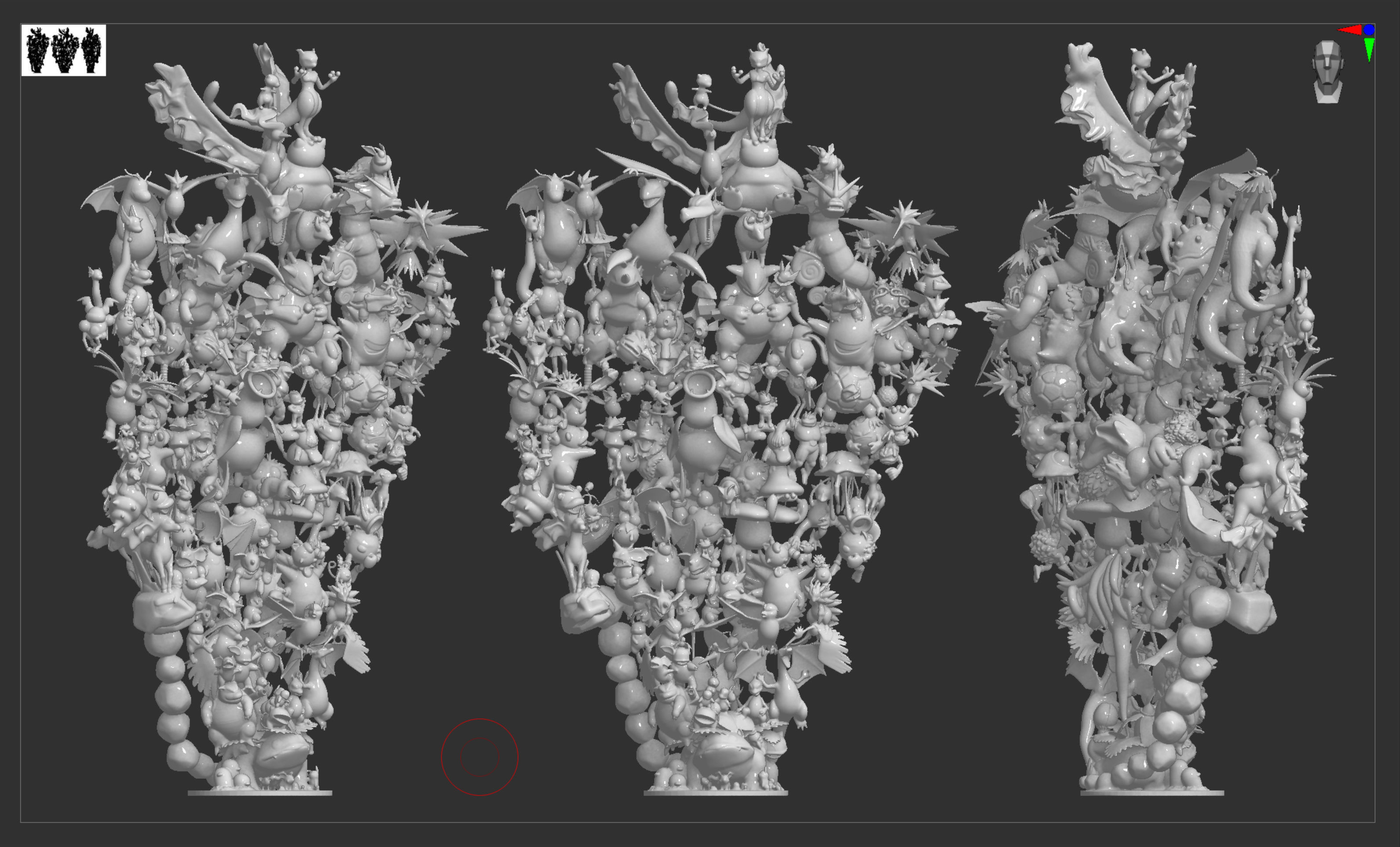 All 151 first generation Kanto Pokemon posed together 3D print model_4