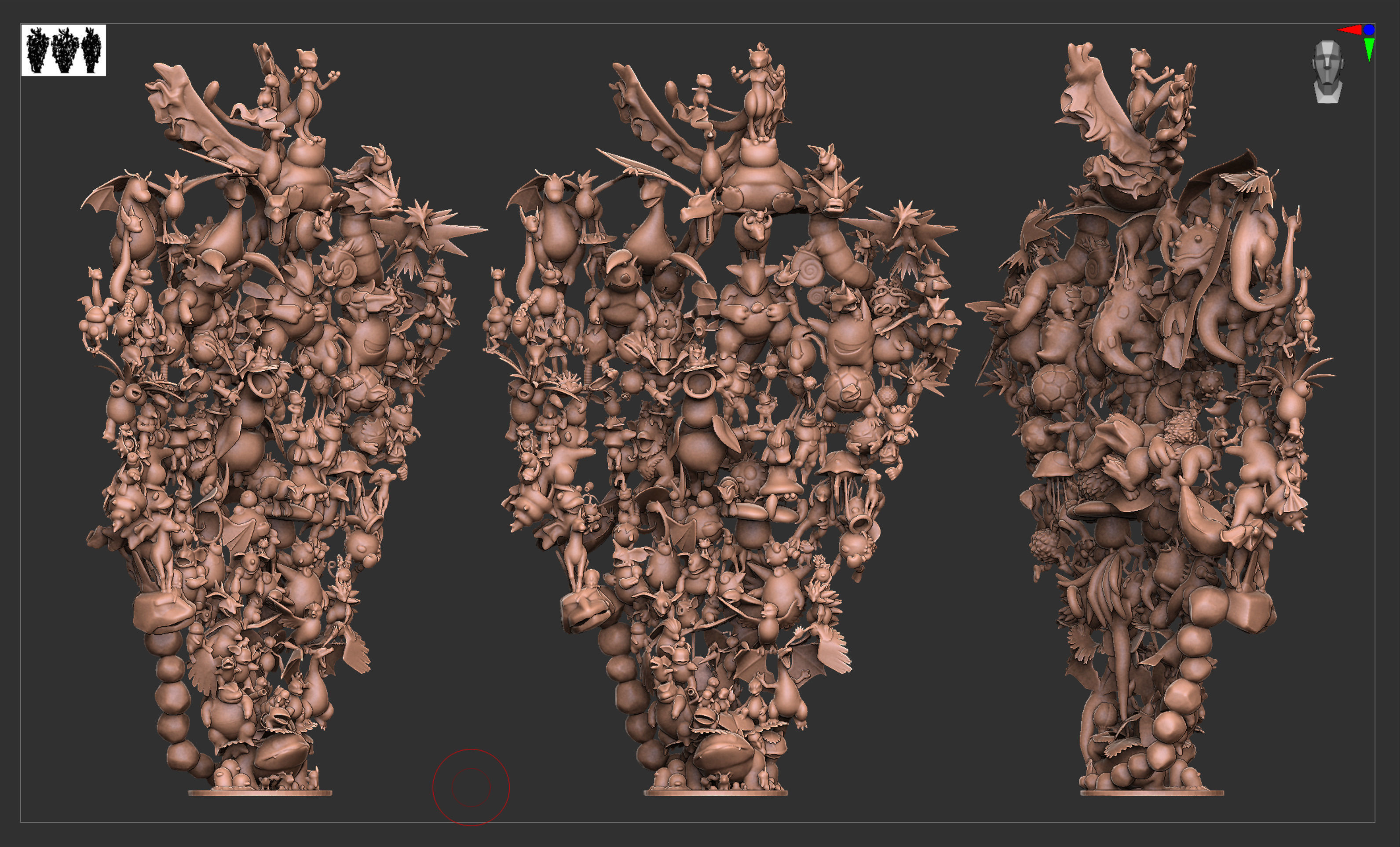 All 151 first generation Kanto Pokemon posed together 3D print model_8