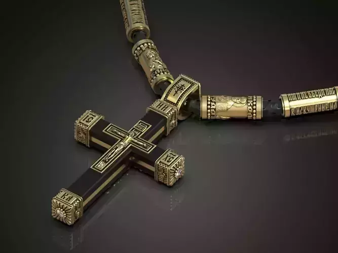 Cross ebony wood silver gold jesus jewelry pendant 3D print model
