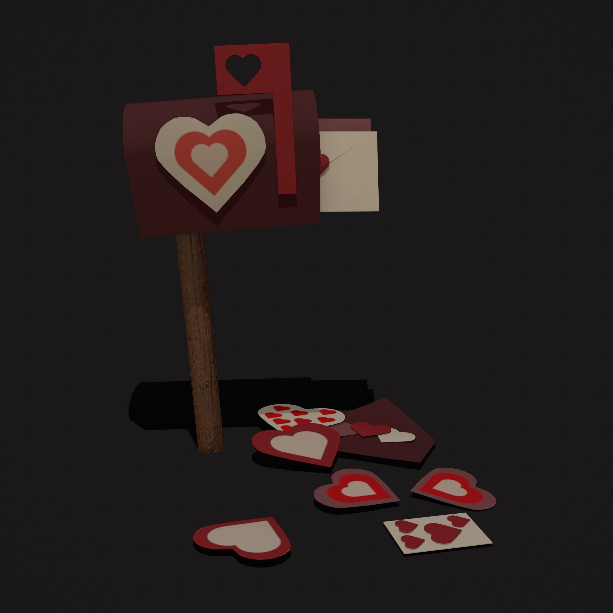 Valentines Mailbox Low-poly 3D model_3