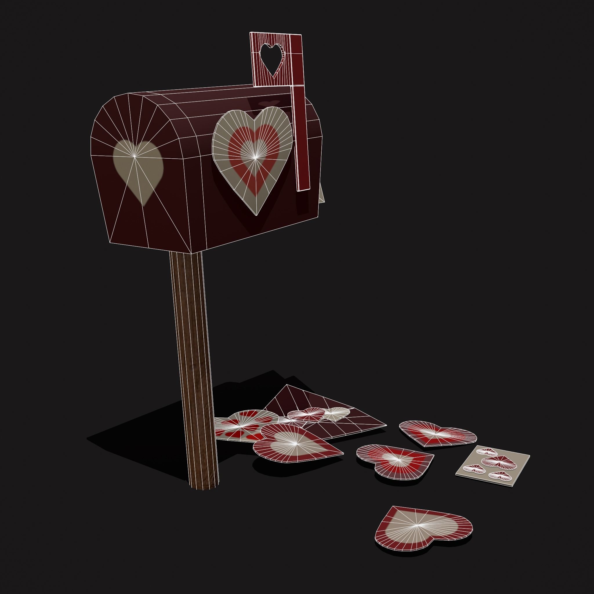 Valentines Mailbox Low-poly 3D model_6