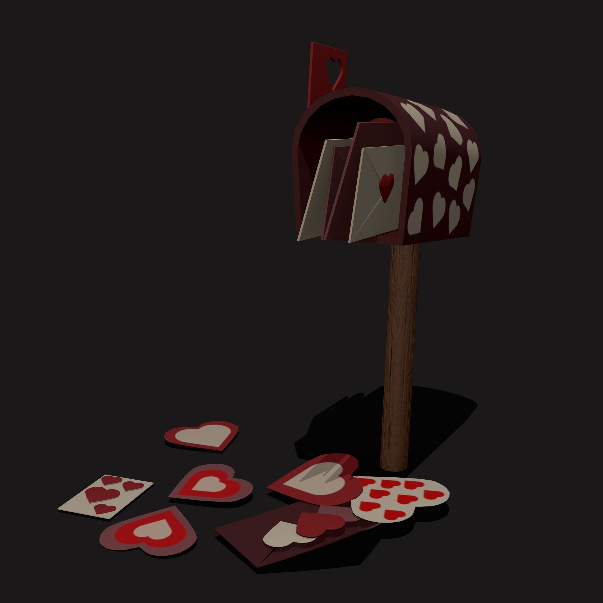 Valentines Mailbox Low-poly 3D model_11