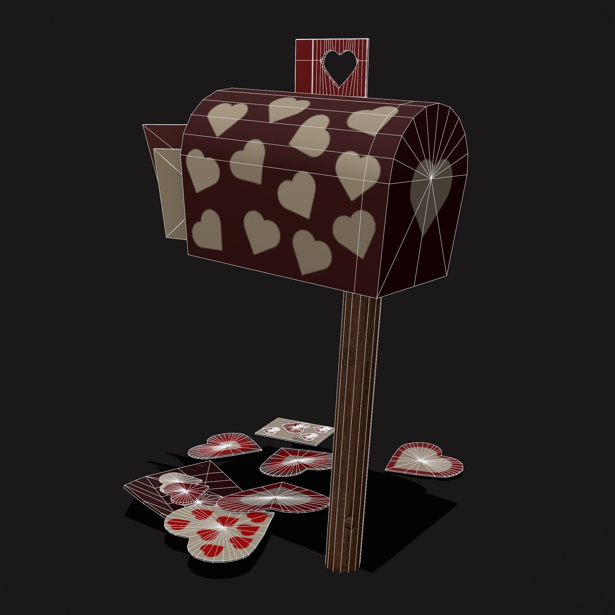 Valentines Mailbox Low-poly 3D model_8