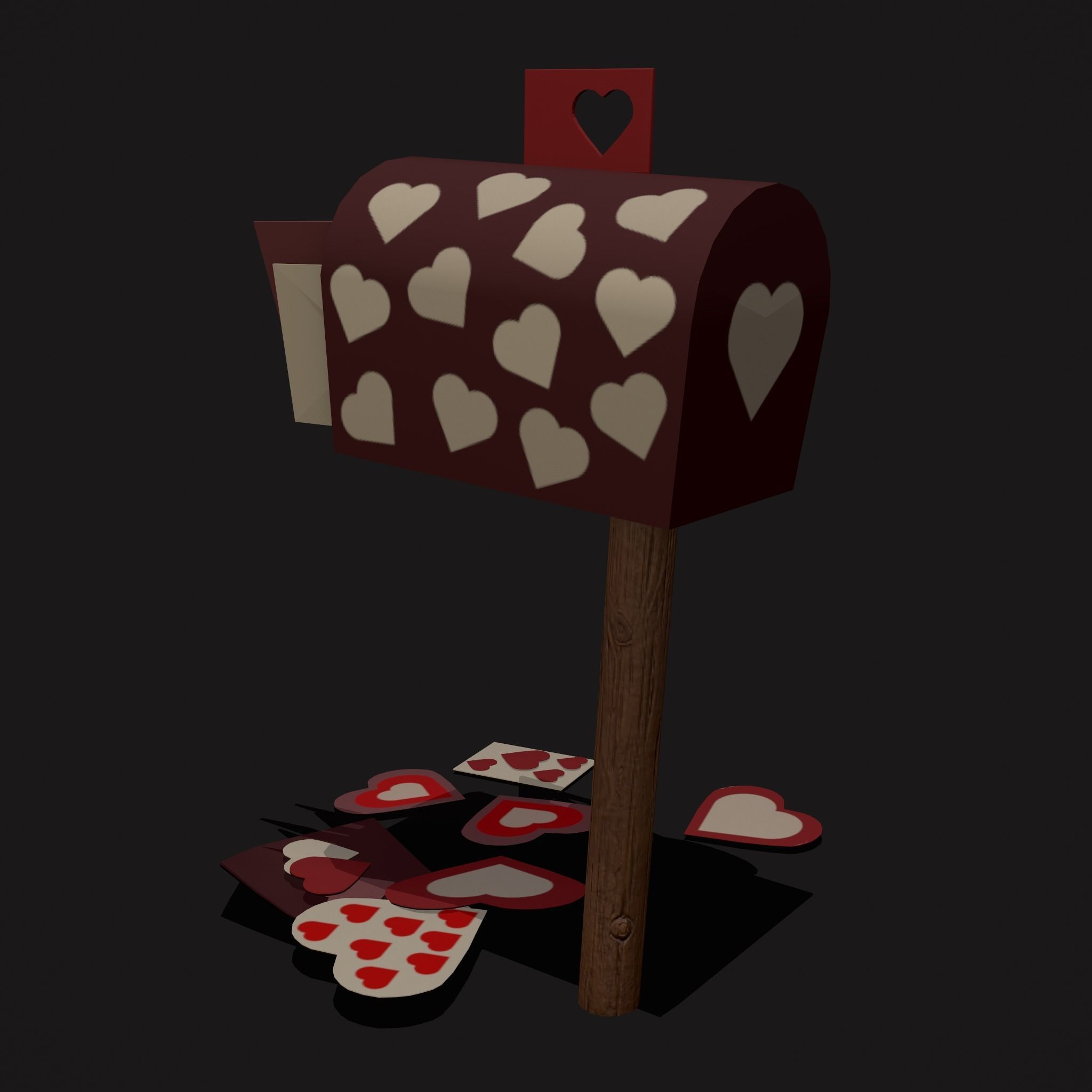 Valentines Mailbox Low-poly 3D model_7