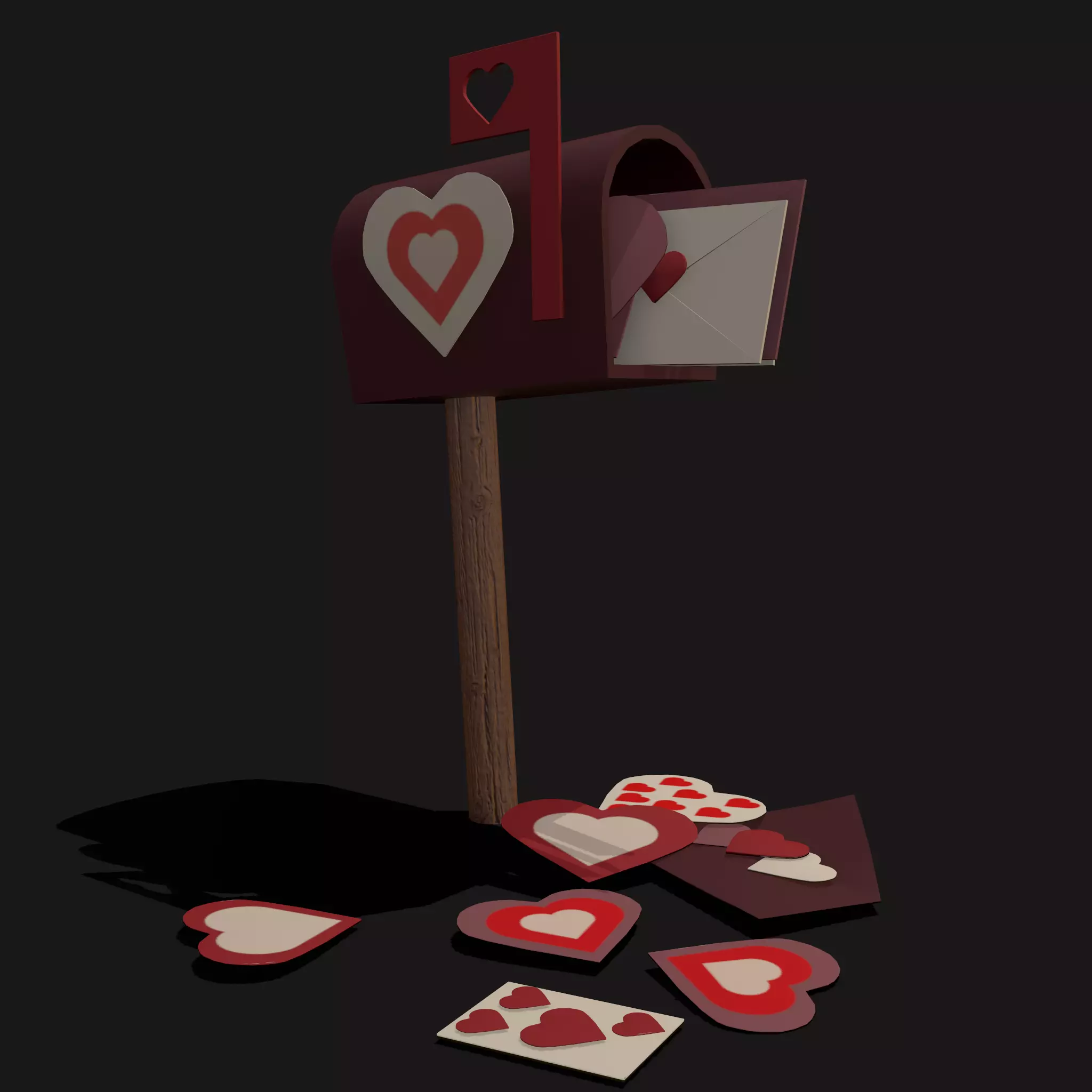 Valentines Mailbox Low-poly 3D model_0
