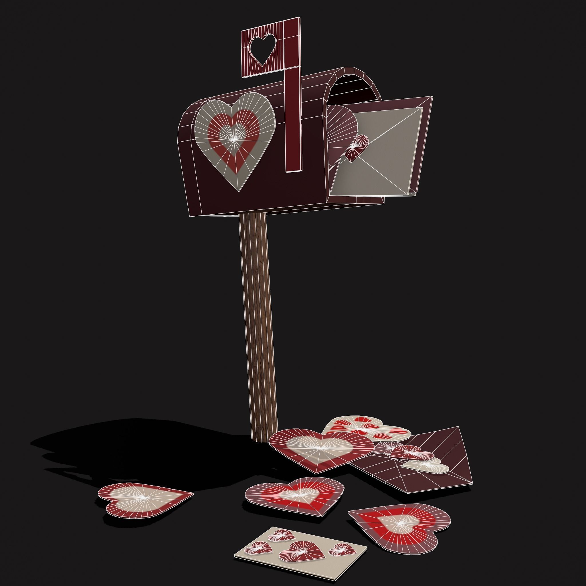 Valentines Mailbox Low-poly 3D model_2