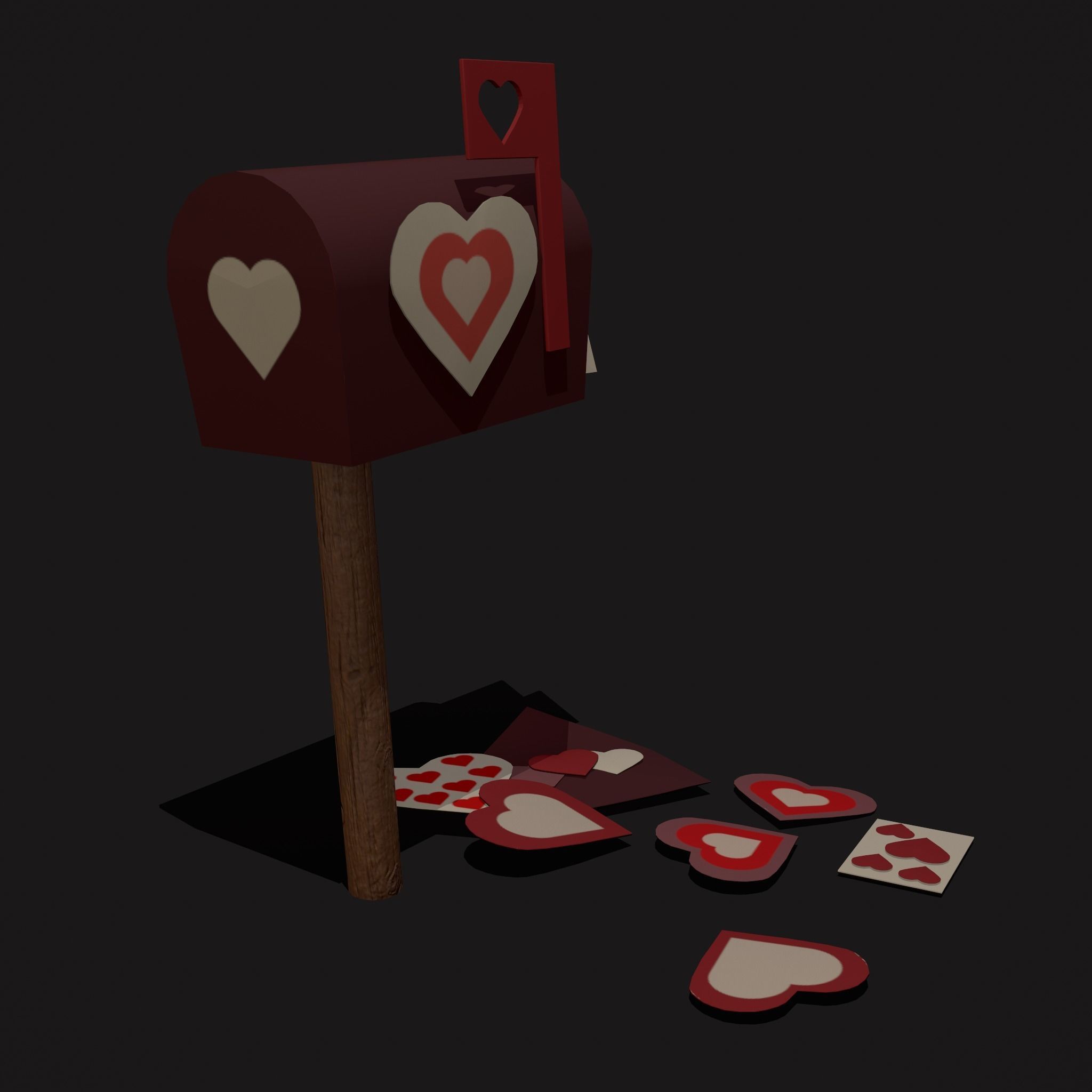 Valentines Mailbox Low-poly 3D model_5