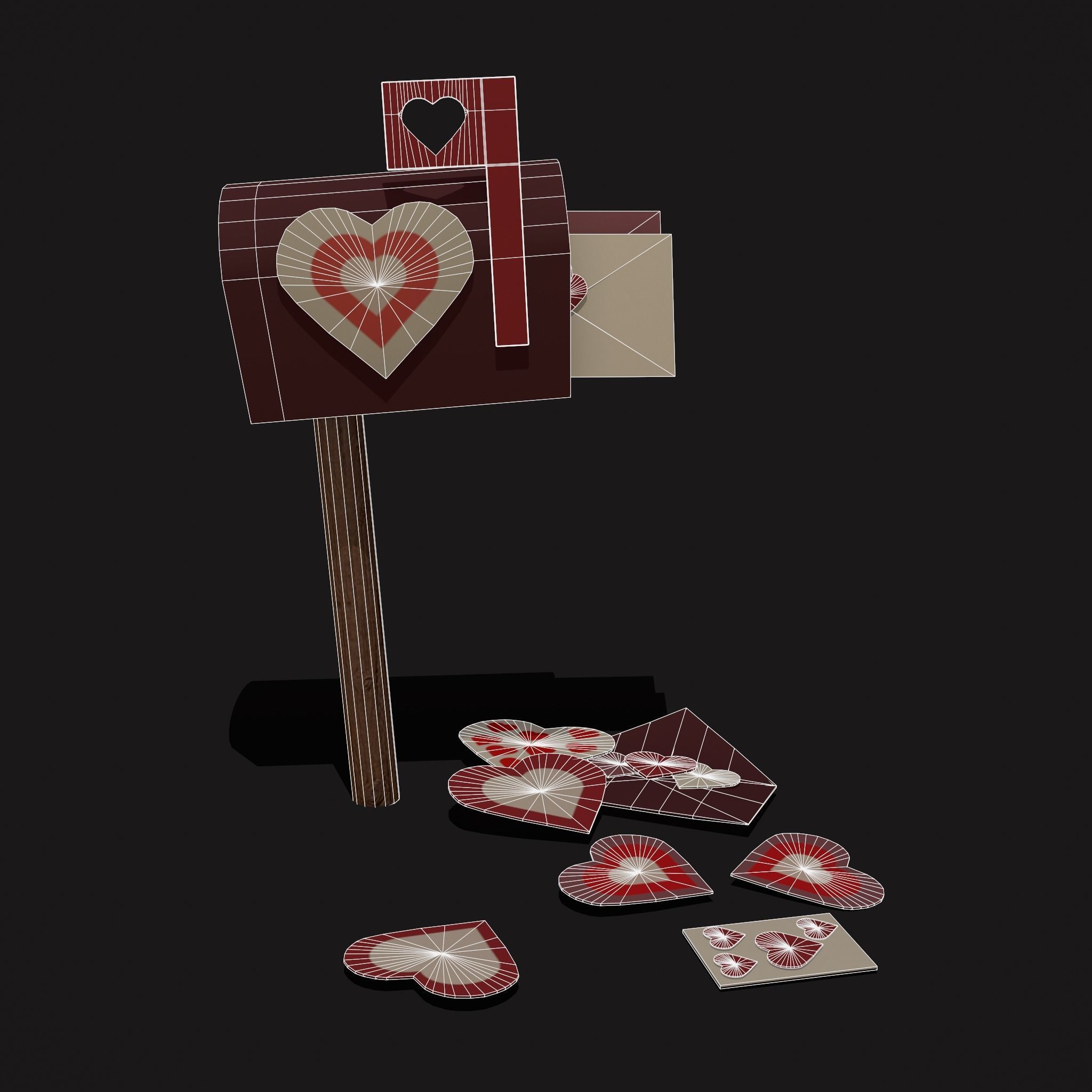 Valentines Mailbox Low-poly 3D model_4