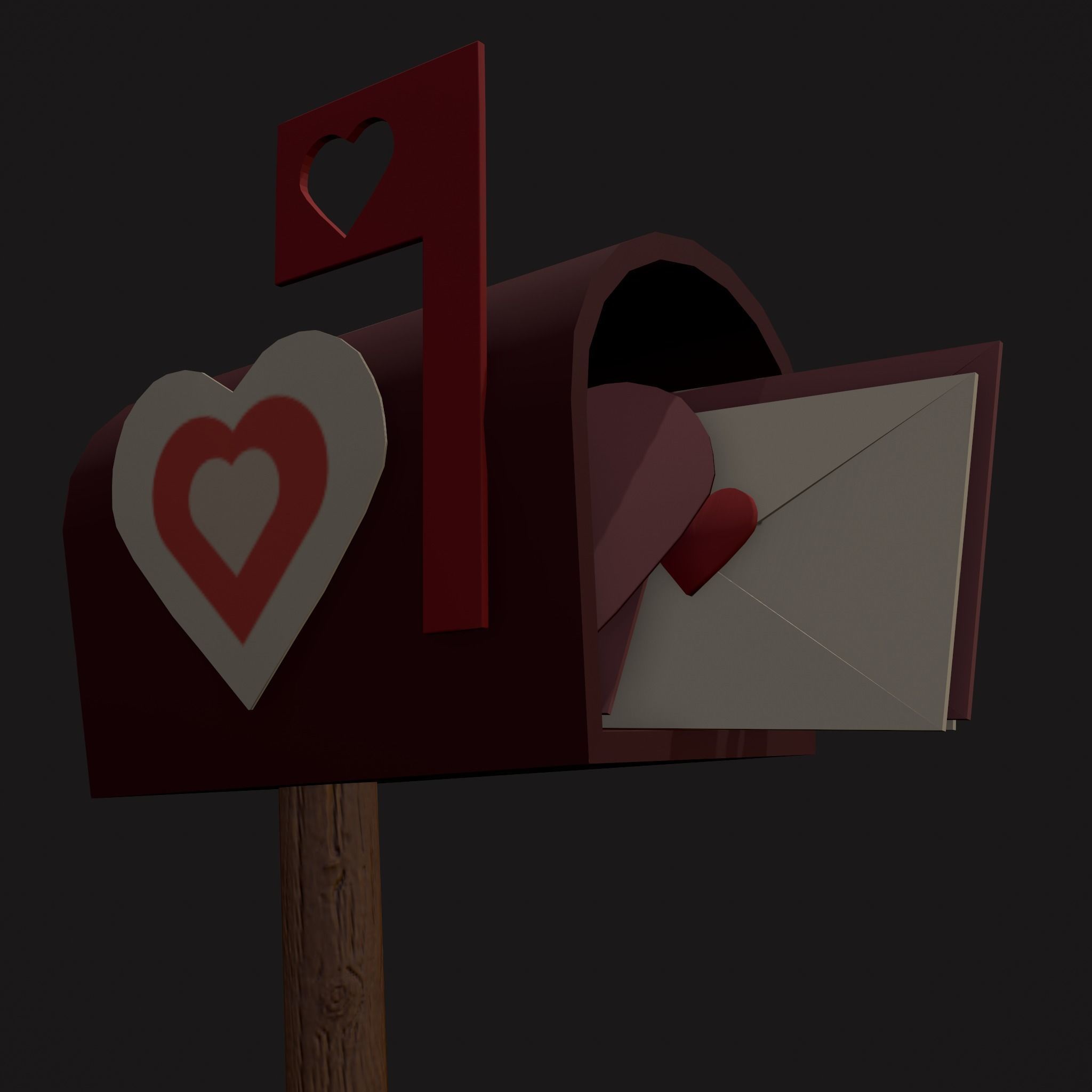 Valentines Mailbox Low-poly 3D model_13