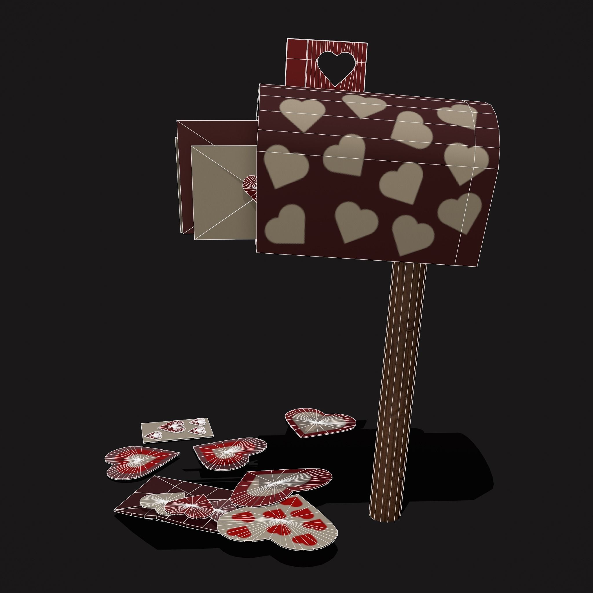 Valentines Mailbox Low-poly 3D model_10