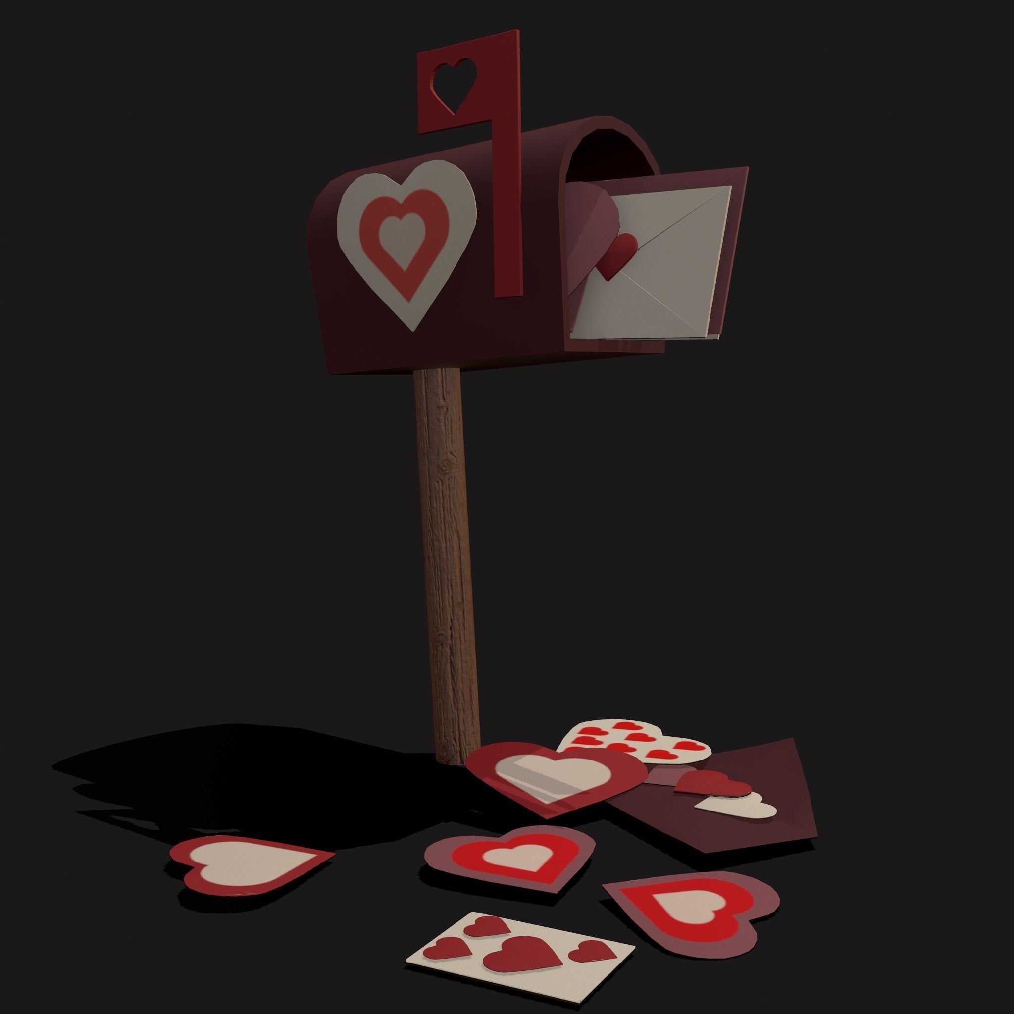 Valentines Mailbox Low-poly 3D model_17